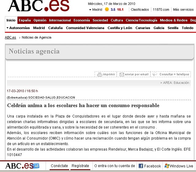Captura de pantalla del artículo de ABC